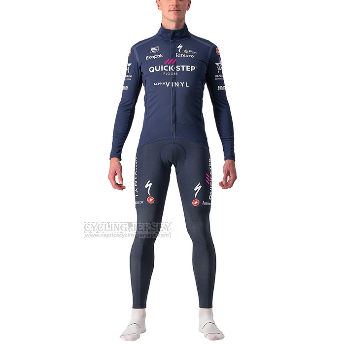 2022 Cycling Jersey Deceuninck Quick Step Dark Blue Long Sleeve and Bib Short